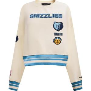 Pro Standard NBA womens Womens Nba Retro Classics Brushed Back French Terry Crewneck Sweatshirt(Eggshell/ University Blue)