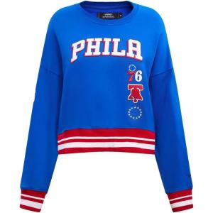 Pro Standard NBA womens Womens Nba Retro Classics Brushed Back French Terry Crewneck Sweatshirt(Royal Blue/Red)
