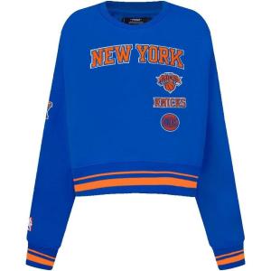 Pro Standard NBA womens Womens Nba Retro Classics Brushed Back French Terry Crewneck Sweatshirt(Royal/Orange/Royal)