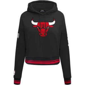 Pro Standard NBA womens Womens Nba Retro Classics Brushed Back French Terry Cropped Pullover Hoodie(Black/Red)