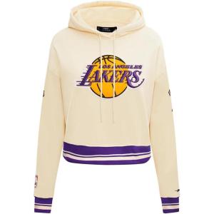 Pro Standard NBA womens Womens Nba Retro Classics Brushed Back French Terry Cropped Pullover Hoodie(Eggshell/ Purple)