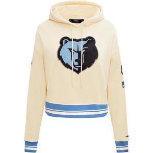 Pro Standard NBA womens Womens Nba Retro Classics Brushed Back French Terry Cropped Pullover Hoodie(Eggshell/ University Blue)