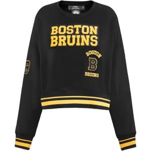 Pro Standard NHL womens Womens Nhl Retro Classics Brushed Back French Terry Crewneck Sweatshirt(Black/Yellow)