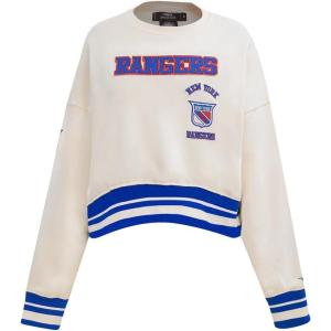 Pro Standard NHL womens Womens Nhl Retro Classics Brushed Back French Terry Crewneck Sweatshirt(Eggshell/Royal Blue)