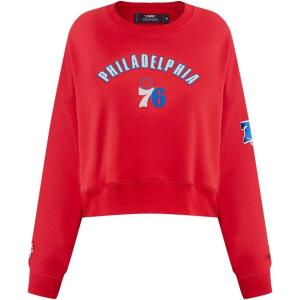 Pro Standard Womens NBA Classic Chenille Crewneck Sweatshirt(Red)