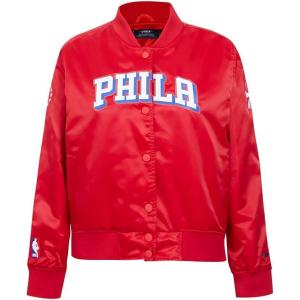Pro Standard Womens NBA Classic Chenille Satin Jacket(Red)