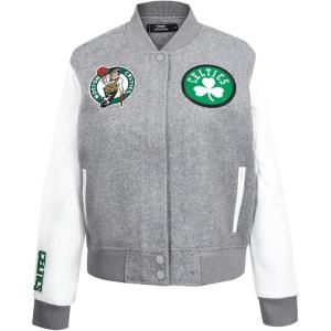 Pro Standard Womens NBA Classic Chenille Varsity Jacket(Heather Grey/White)