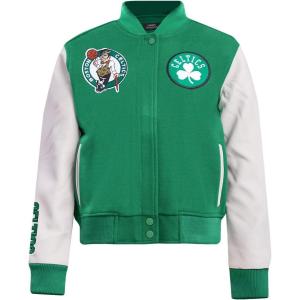 Pro Standard Womens NBA Classic Chenille Varsity Jacket(Kelly Green/ White)