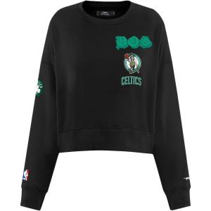 Pro Standard Womens NBA Old English Brushed Back French Terry Crewneck Sweatshirt(Black)