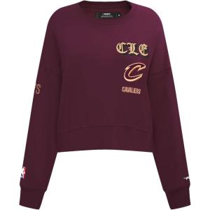 Pro Standard Womens NBA Old English Brushed Back French Terry Crewneck Sweatshirt(Wine)