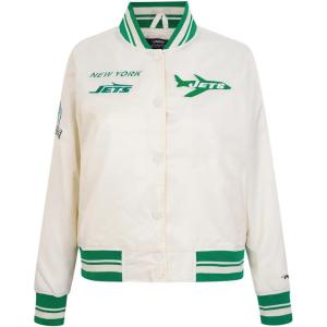 Pro Standard Womens NFL New York Jets Retro Classics Satin Jacket Eggshell/Kelly Green M