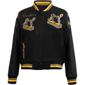 Pro Standard Womens NFL Pittsburgh Steelers Retro Classics Varsity Jacket Black/Yellow XS