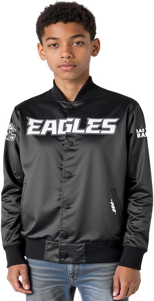 imagePro Standard Big Boys NFL Classic Chenille Satin JacketBlack