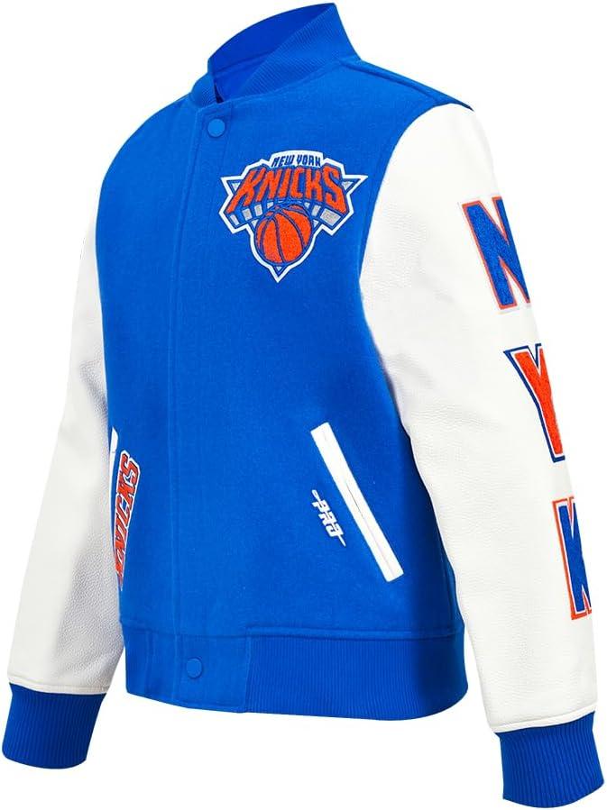 imagePro Standard Big Kids NBA Classic Chenille Varsity JacketRoyal BlueWhite