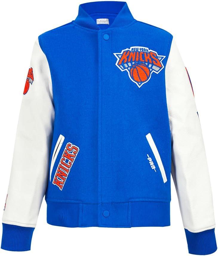 imagePro Standard Big Kids NBA Classic Chenille Varsity JacketRoyal BlueWhite