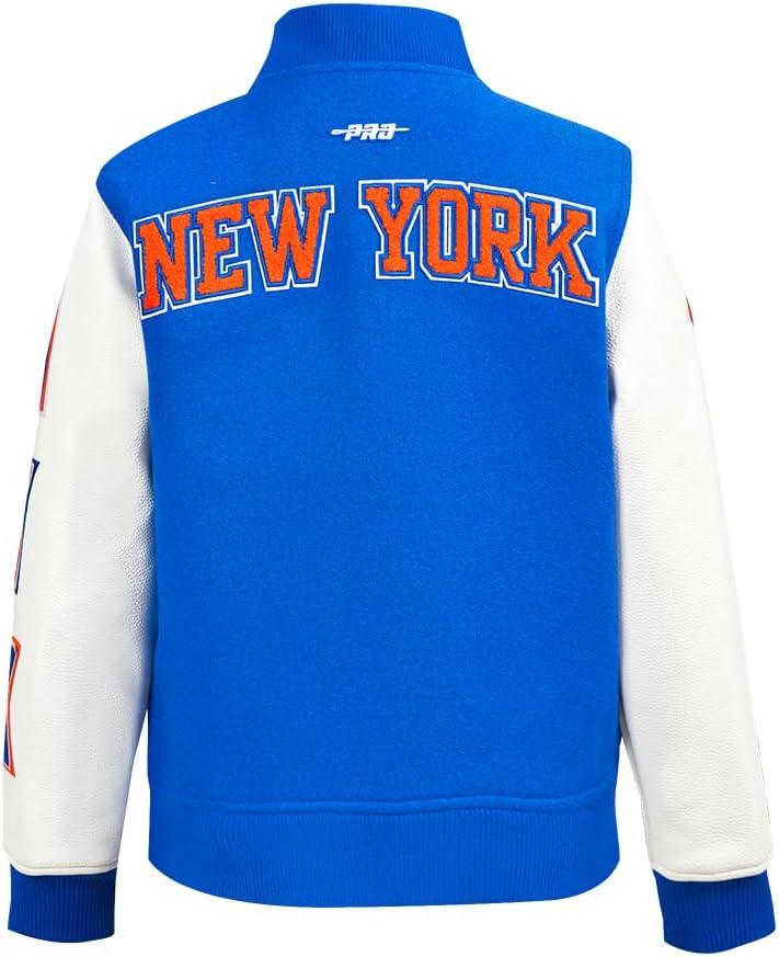 imagePro Standard Big Kids NBA Classic Chenille Varsity JacketRoyal BlueWhite