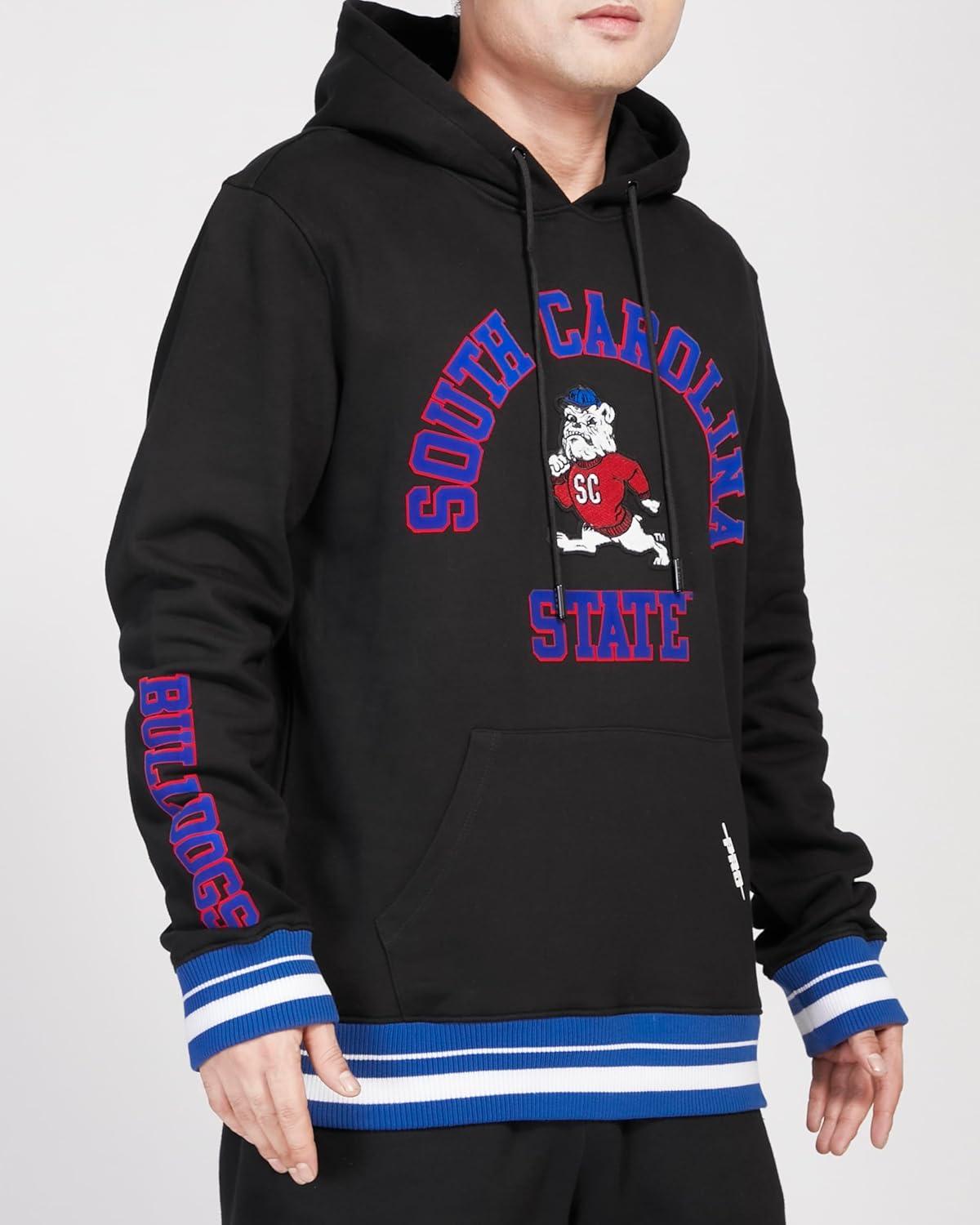 imagePro Standard Mens College Classic Chenille Pull Over HoodieBlackDodger Blue