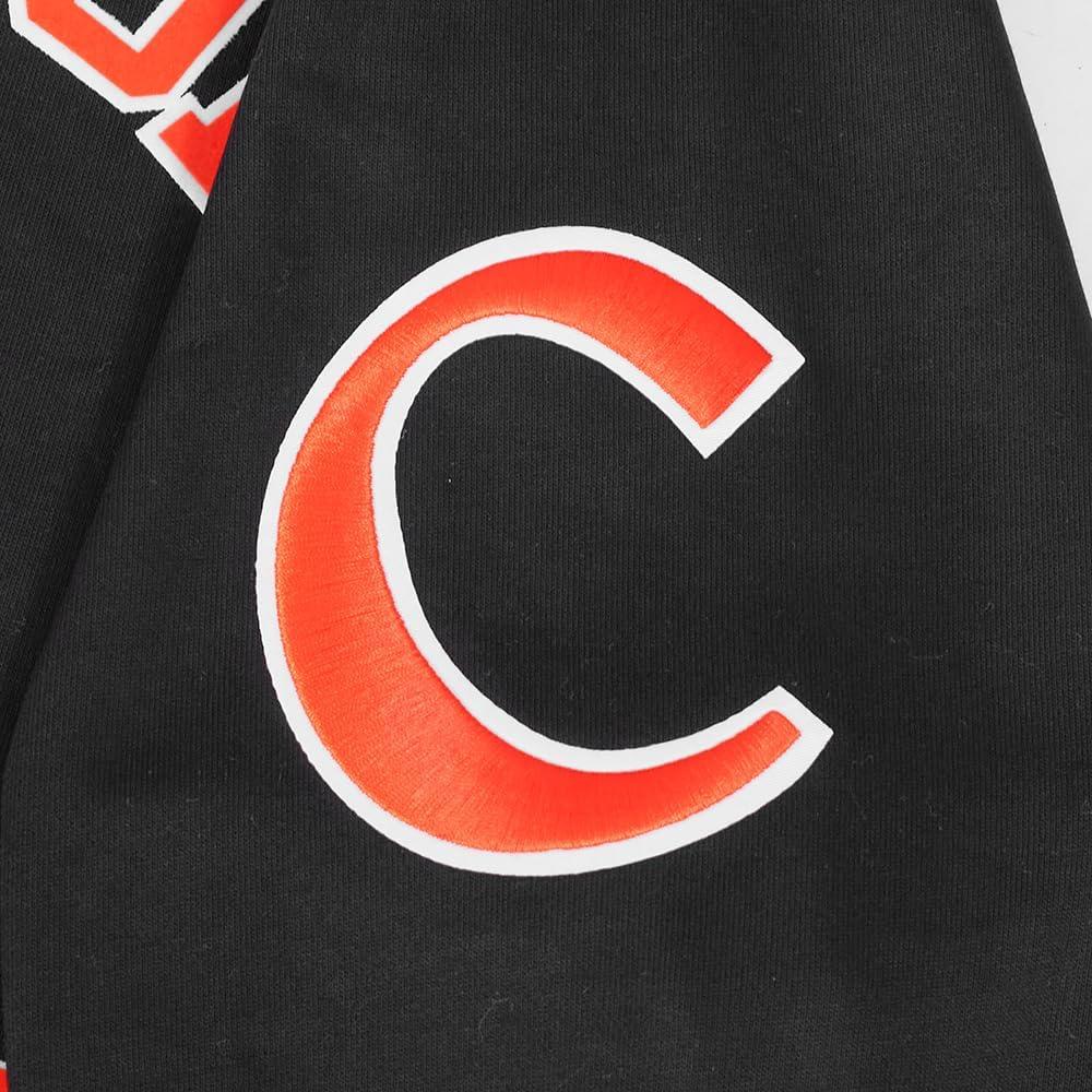 imagePro Standard Mens College Classic Chenille Pull Over HoodieBlackOrange