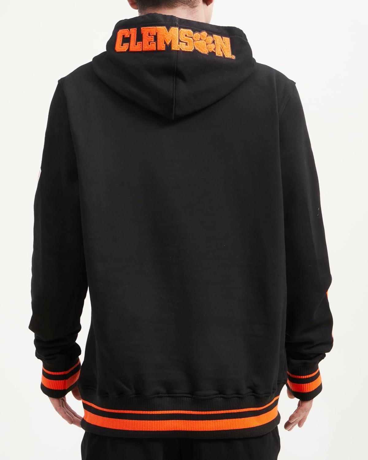 imagePro Standard Mens College Classic Chenille Pull Over HoodieBlackOrange