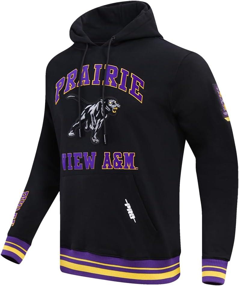 imagePro Standard Mens College Classic Chenille Pull Over HoodieBlackPurple