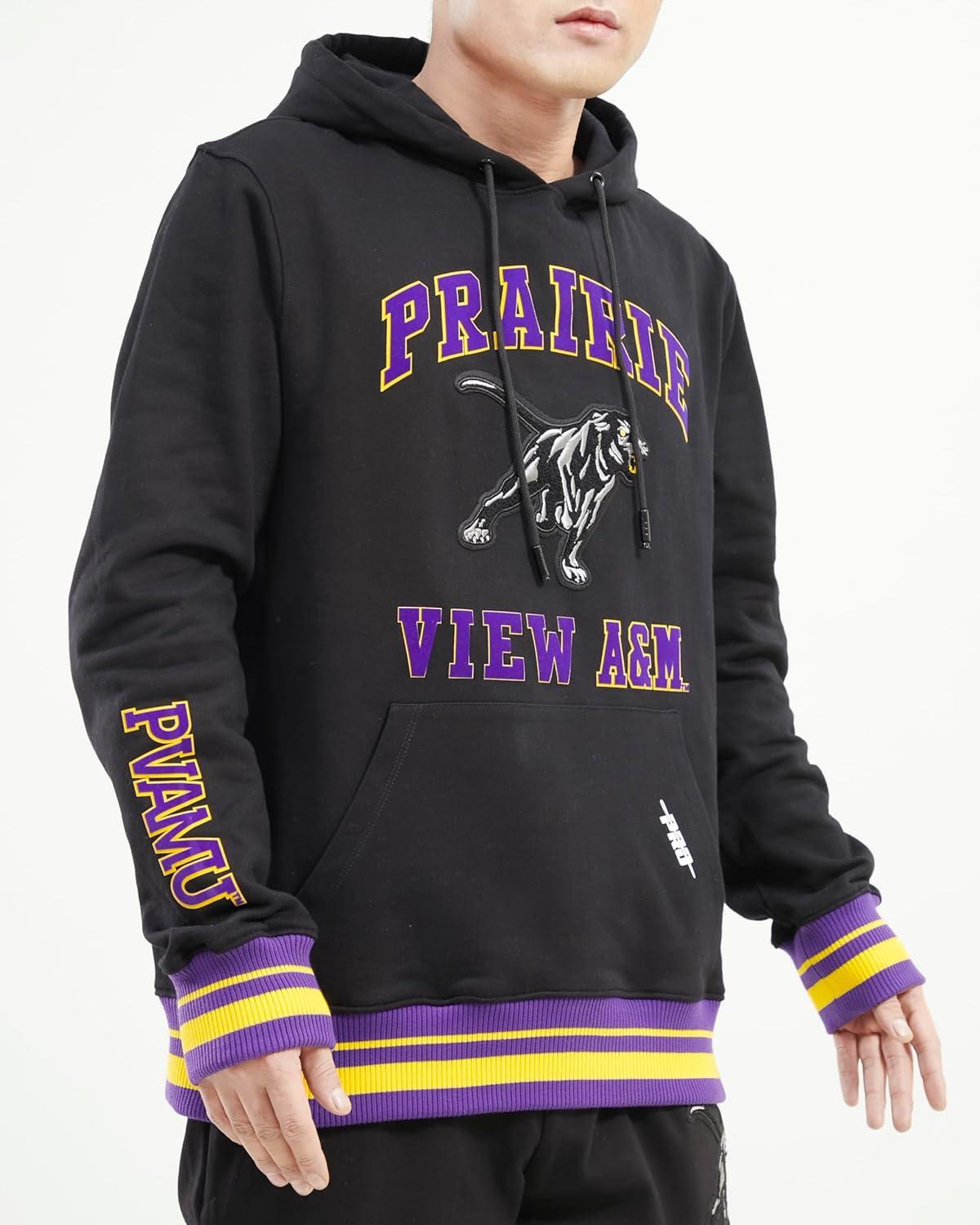 imagePro Standard Mens College Classic Chenille Pull Over HoodieBlackPurple