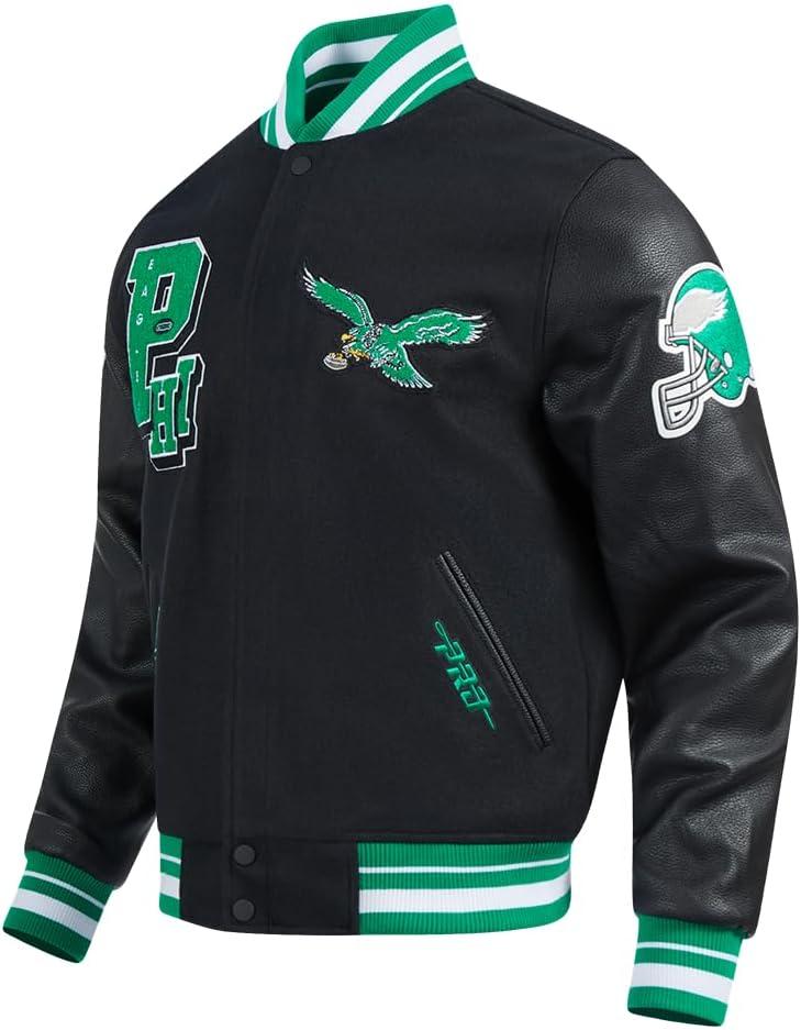 imagePro Standard Mens NFL Best Of Varsity JacketBlackGreen