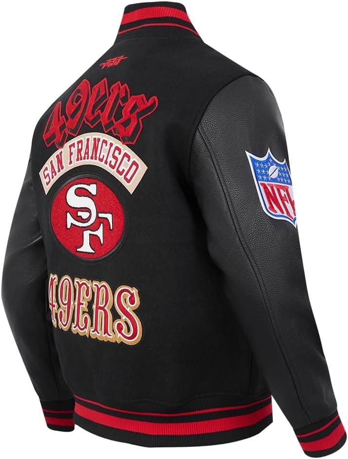 imagePro Standard Mens NFL Best Of Varsity JacketBlackRedBlack