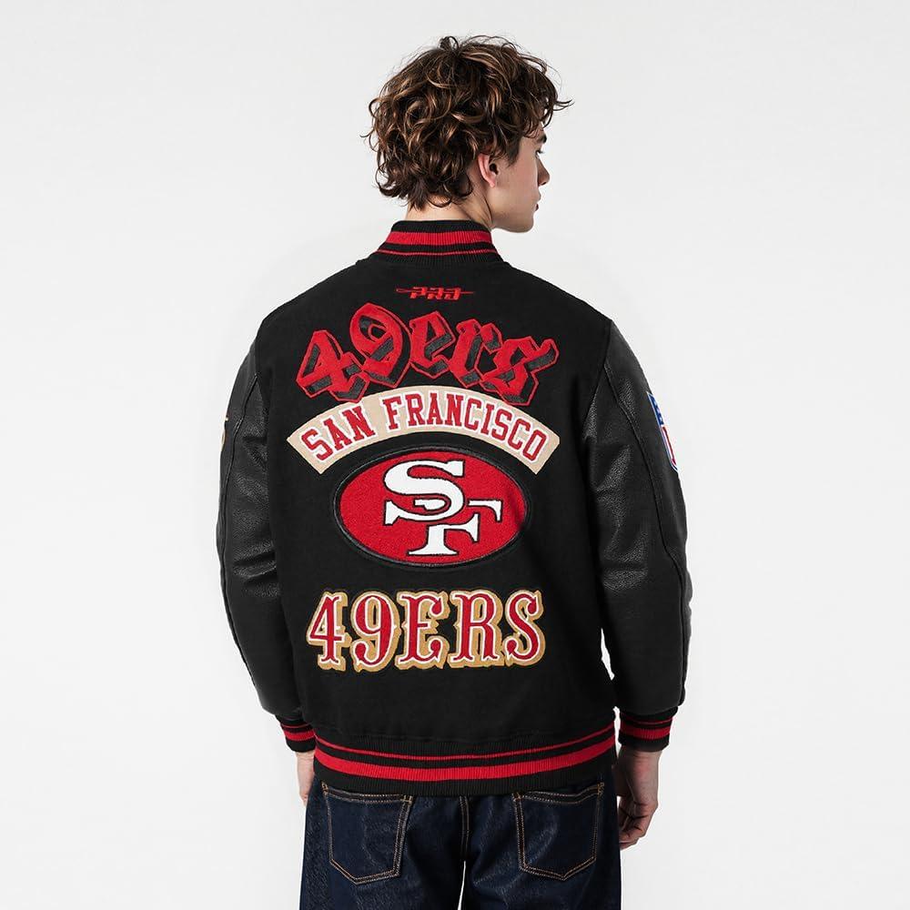 imagePro Standard Mens NFL Best Of Varsity JacketBlackRedBlack