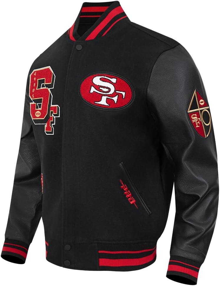 imagePro Standard Mens NFL Best Of Varsity JacketBlackRedBlack