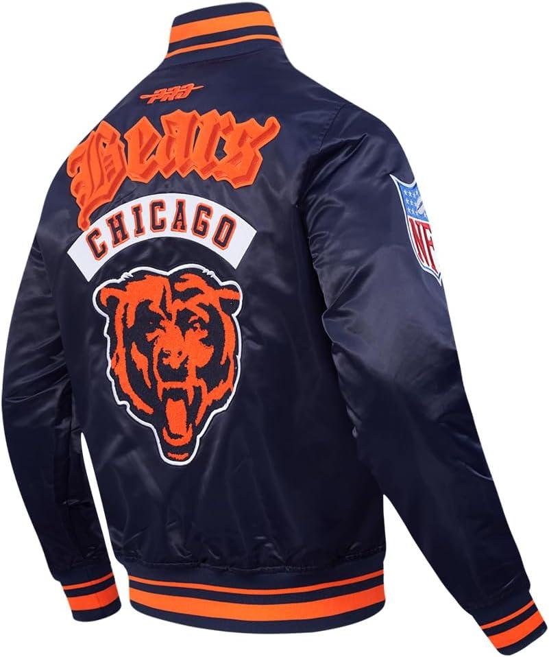 imagePro Standard Mens NFL Best of Satin Jacket RoyalMidnight NavyOrangeMidnight Navy