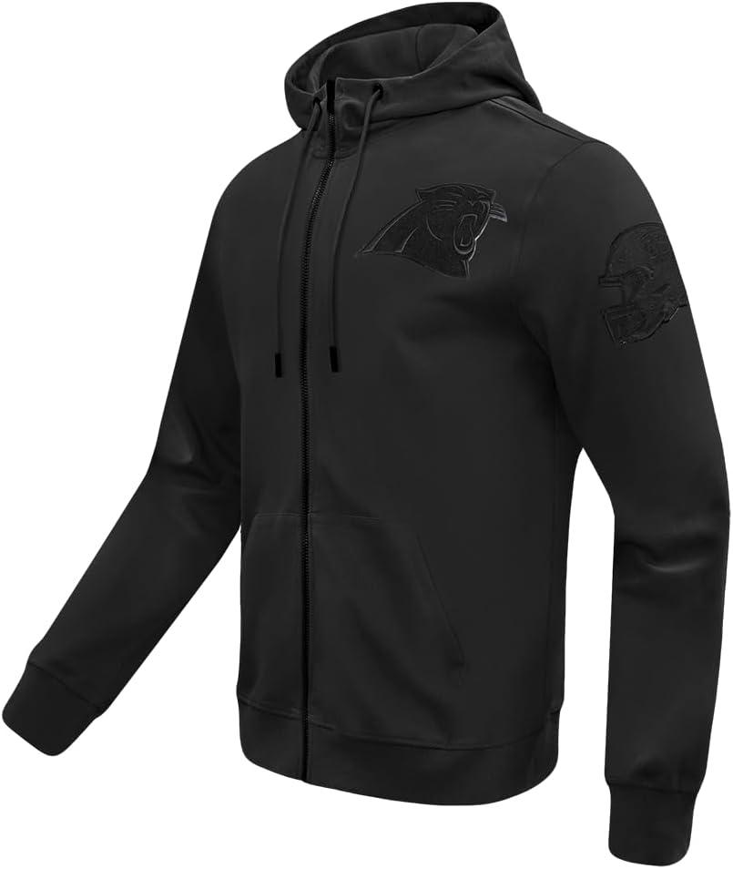 imagePro Standard Mens NFL Classic Triple Black Cotton Double Knit Full Zip HoodieTriple Black