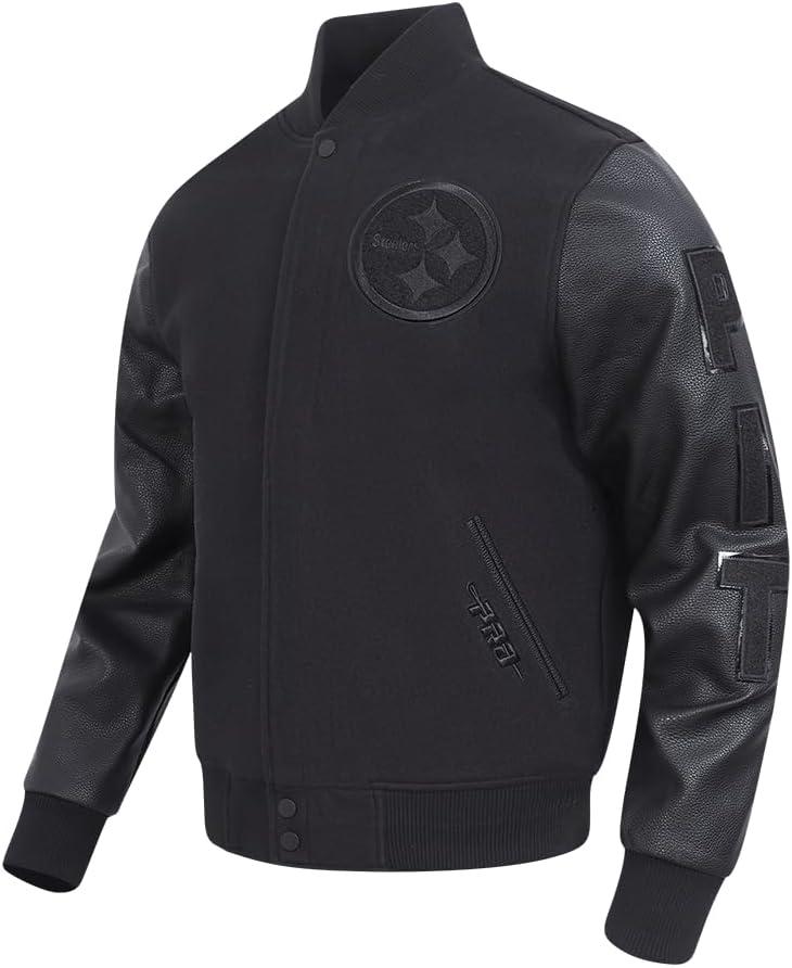 imagePro Standard Mens NFL Classic Triple Black Varsity JacketTriple Blk