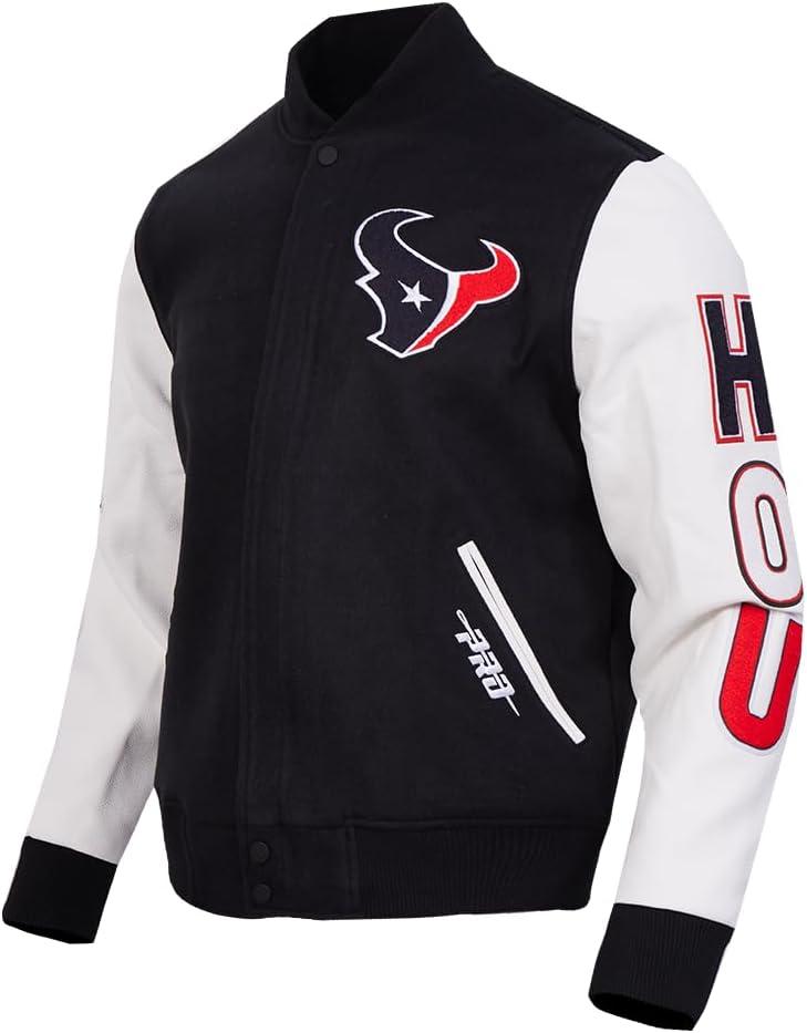imagePro Standard Mens NFL Classic Varsity JacketBlackWhite M60030