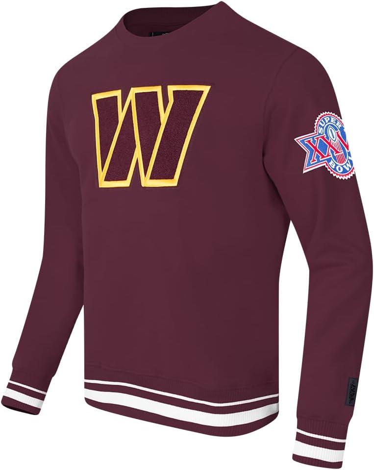 imagePro Standard Mens NFL Mash Up Brushed Back French Terry Crewneck SweatshirtWine