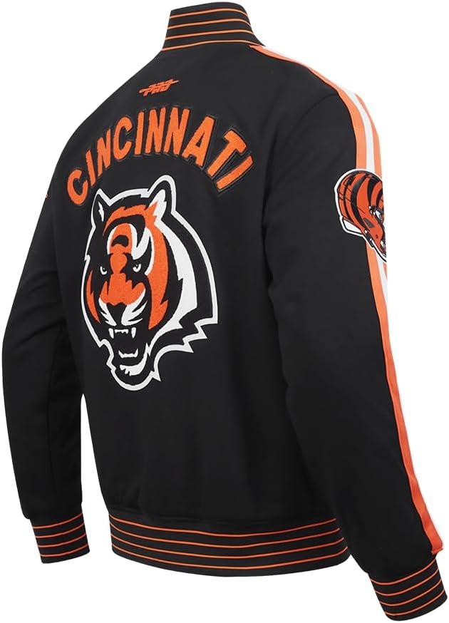 imagePro Standard Mens NFL Pro Game Day Jacket Double Knit JacketBlackOrangeWhite