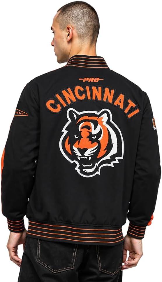 imagePro Standard Mens NFL Pro Game Day Jacket Double Knit JacketBlackOrangeWhite