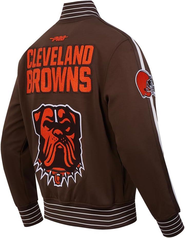 imagePro Standard Mens NFL Pro Game Day Jacket Double Knit JacketBrownEggshellBrown