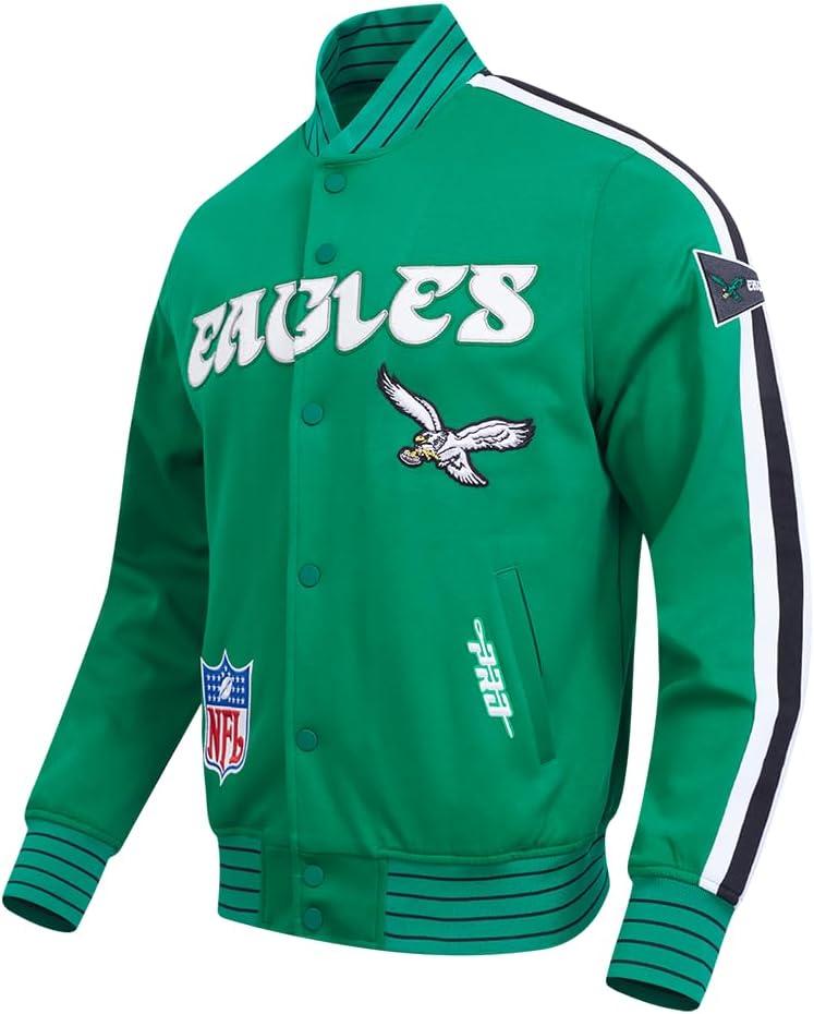 imagePro Standard Mens NFL Pro Game Day Jacket Double Knit JacketKelly GreenWhiteBlack