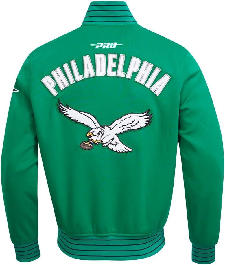 imagePro Standard Mens NFL Pro Game Day Jacket Double Knit JacketKelly GreenWhiteBlack