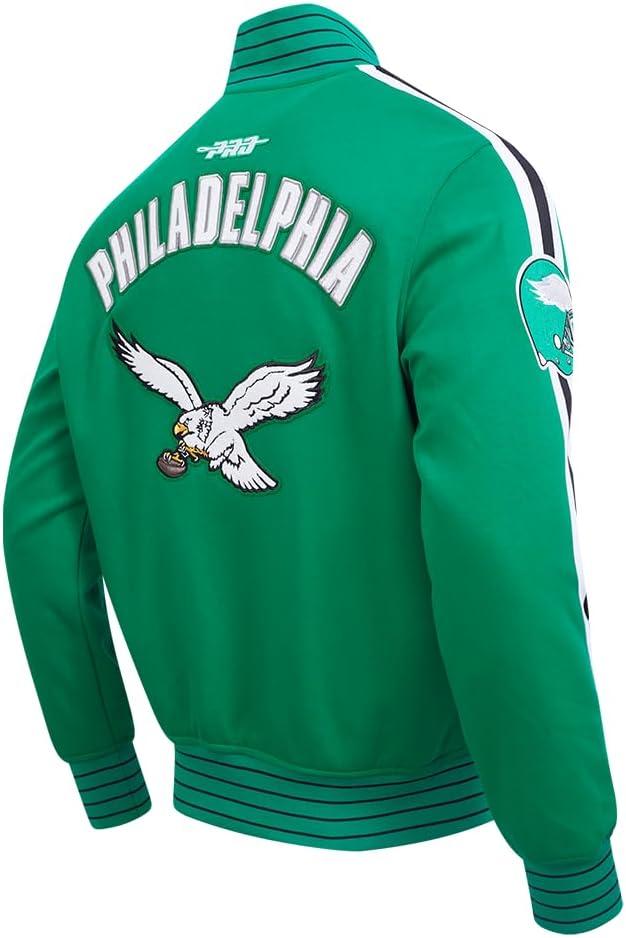 imagePro Standard Mens NFL Pro Game Day Jacket Double Knit JacketKelly GreenWhiteBlack