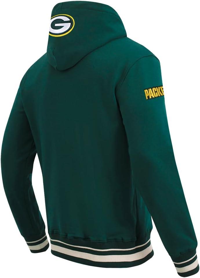 imagePro Standard Mens NFL Script Tail Brushed Back French Terry Pull Over HoodieForest Green
