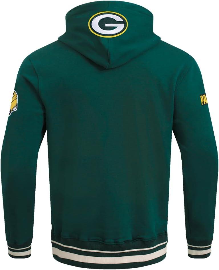 imagePro Standard Mens NFL Script Tail Brushed Back French Terry Pull Over HoodieForest Green