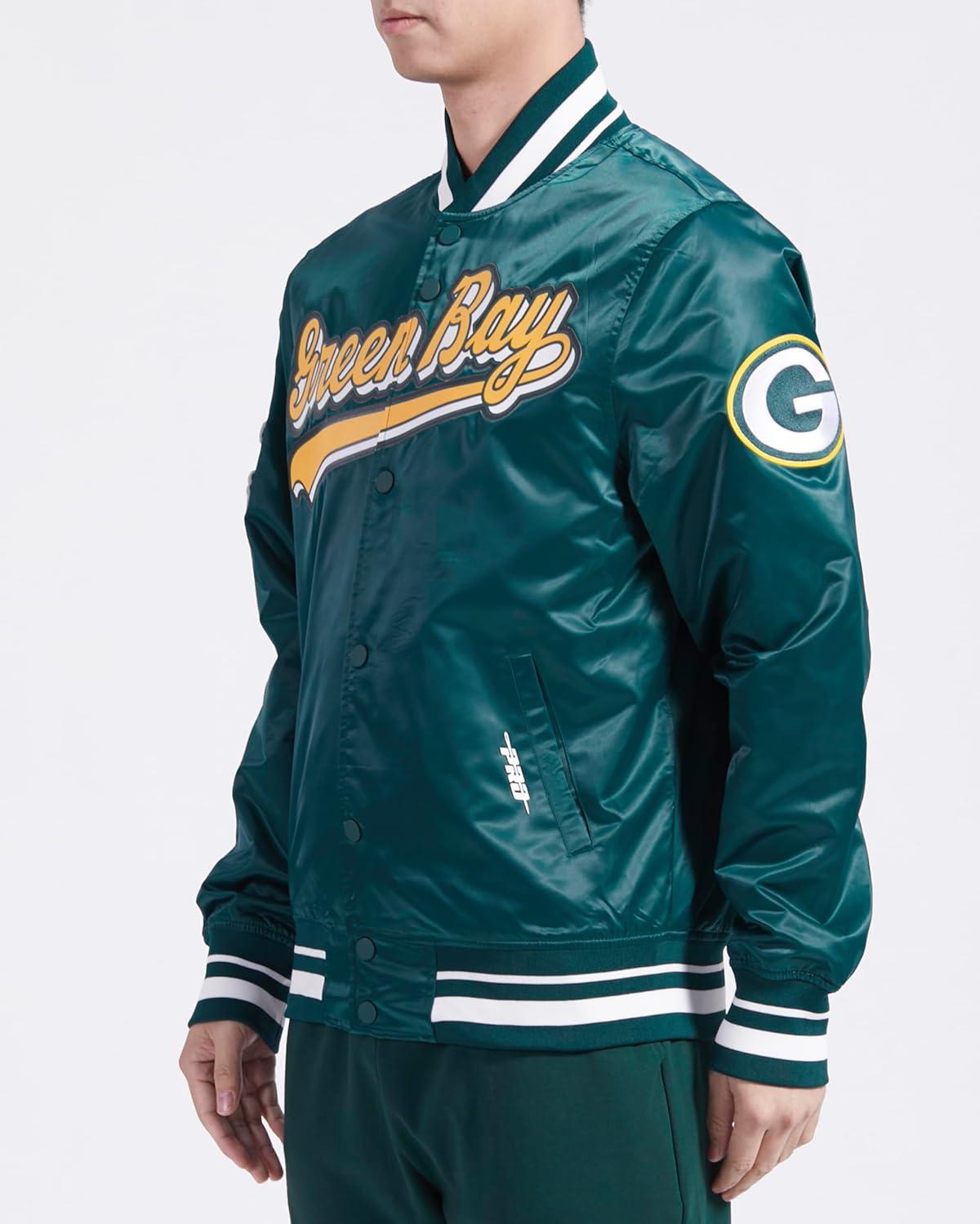 imagePro Standard Mens NFL Script Tail Satin JacketGreen