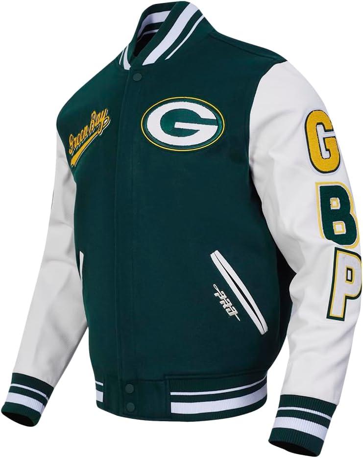 imagePro Standard Mens NFL Script Tail Varsity JacketGreen