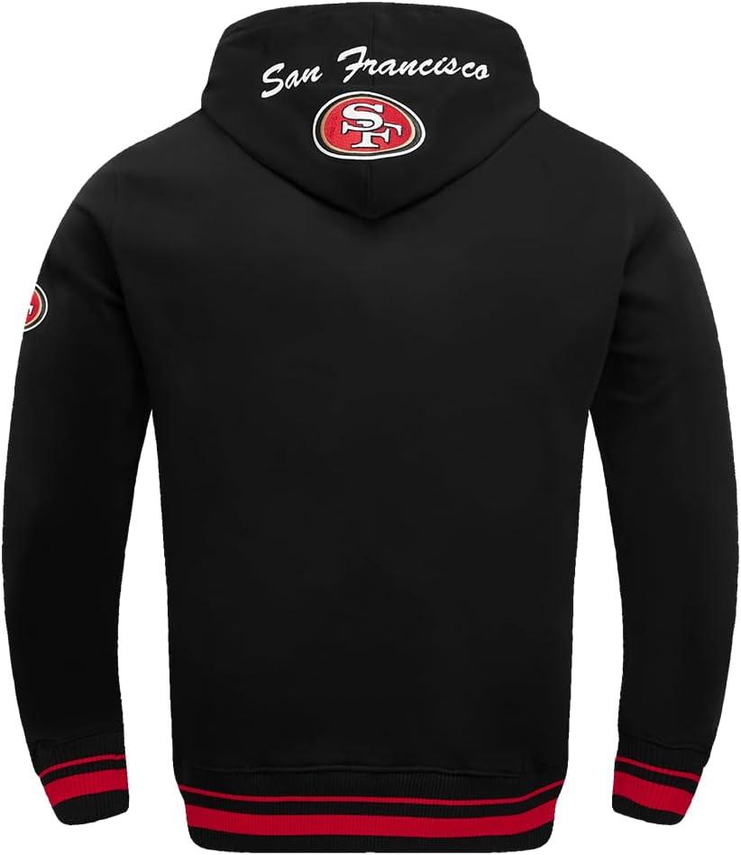 imagePro Standard Mens NFL Team Badge Brushed Back French Terry Pull Over HoodieBlackRedBlack