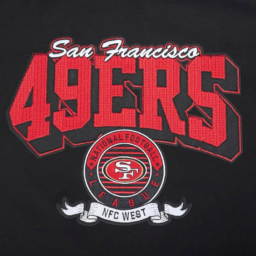 imagePro Standard Mens NFL Team Badge Brushed Back French Terry Pull Over HoodieBlackRedBlack