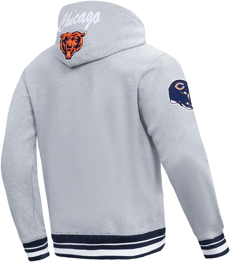 imagePro Standard Mens NFL Team Badge Brushed Back French Terry Pull Over HoodieHeather GreyMidnight Navy