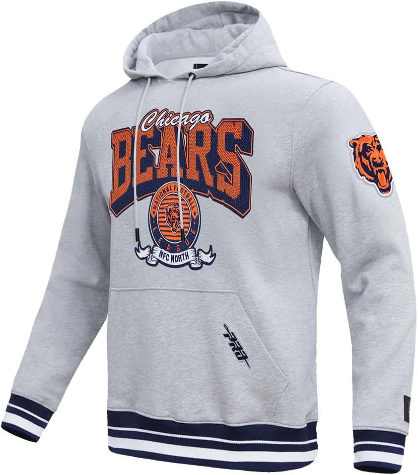 imagePro Standard Mens NFL Team Badge Brushed Back French Terry Pull Over HoodieHeather GreyMidnight Navy