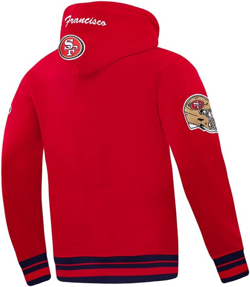 imagePro Standard Mens NFL Team Badge Brushed Back French Terry Pull Over HoodieRed