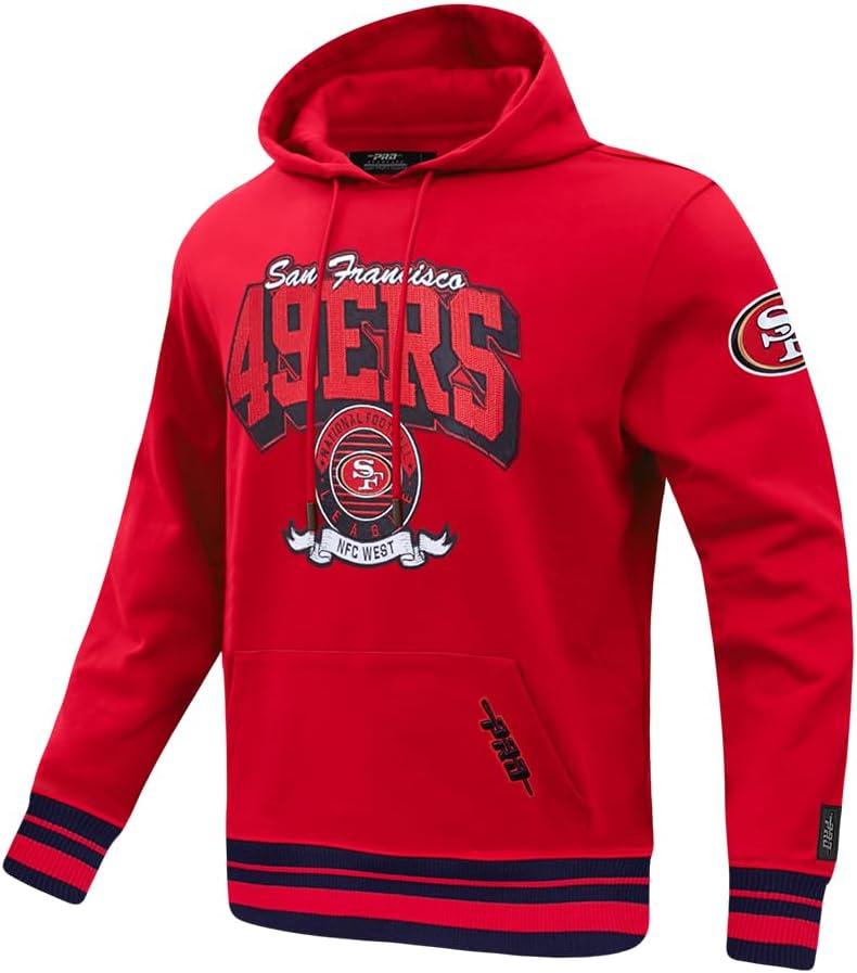 imagePro Standard Mens NFL Team Badge Brushed Back French Terry Pull Over HoodieRed